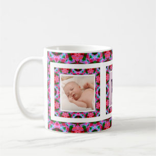 Mug Custom Bold Pink Green Fête des mères Maman Photo