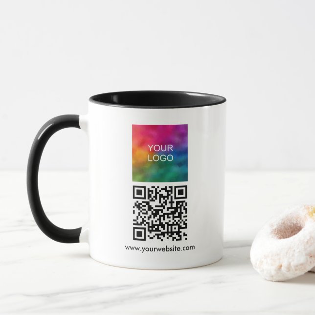 Mug Custom Business Company Logo QR Code Combo (Avec donut)