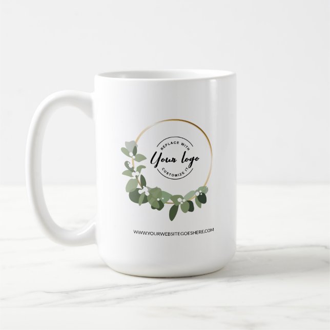 Mug Custom Business Logo with Greenery Wreath holiday (Gauche)