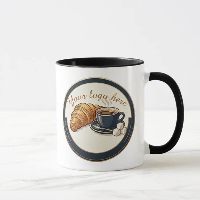 Mug Custom Cafe Croissant Logo  (Droite)