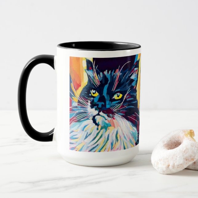 Mug Custom Cat Portrait Painting - Forever Loved Pet (Avec donut)