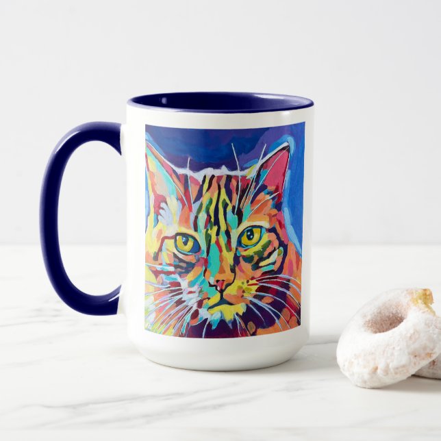 Mug Custom Cat Portrait Painting - Forever Loved Pet (Avec donut)