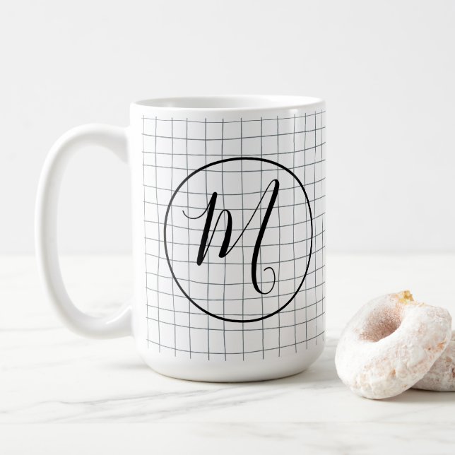 Mug CUSTOM Chic Moderne Messager Graphite Lignes de cr (Avec donut)