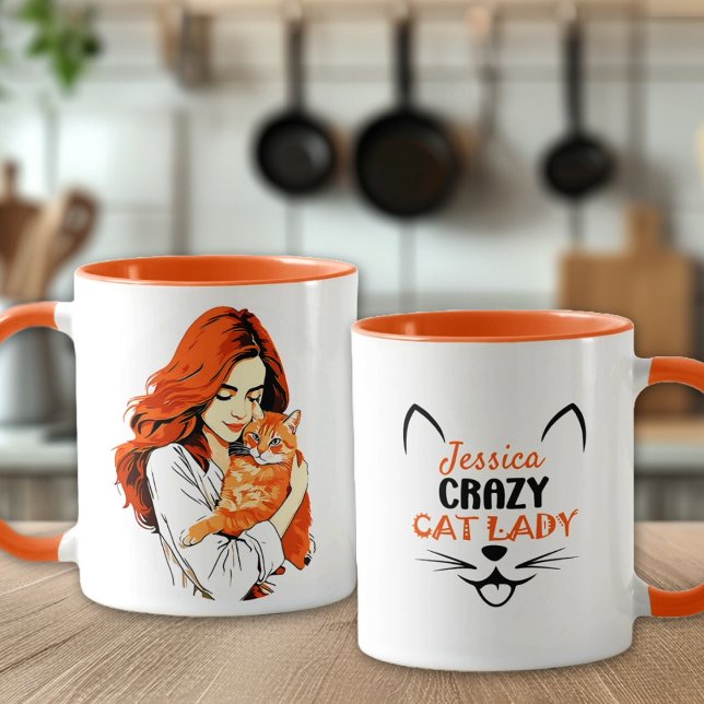 Mug Custom Crazy Cat Lady Orange (Créateur téléchargé)