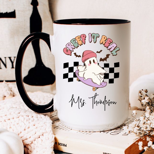 Mug Custom Cret It Real Skateboard Ghost Halloween (Créateur téléchargé)