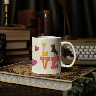 Mug Custom Cute Valentine's Day Doberman Amoureux des