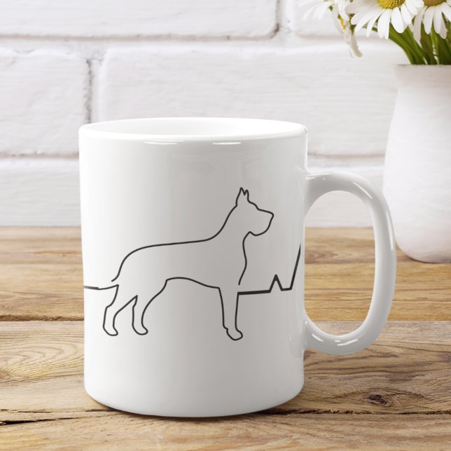 Mug Custom Cute Valentine's Day Thème Heartbeat Chien (Créateur téléchargé)