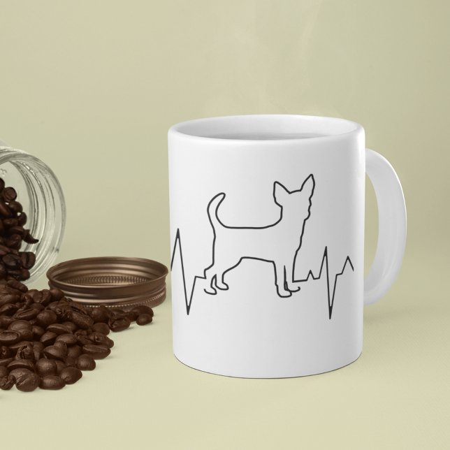 Mug Custom Cute Valentine's Day Thème Heartbeat Chien (Créateur téléchargé)