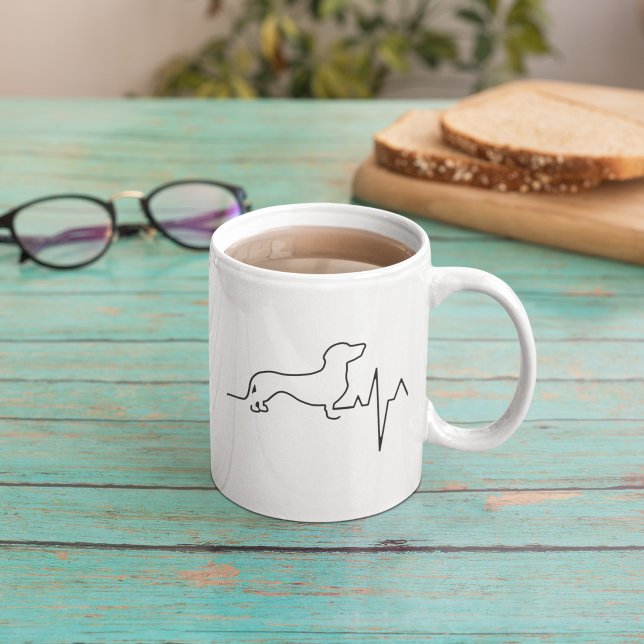 Mug Custom Cute Valentine's Day Thème Heartbeat Chien (Créateur téléchargé)