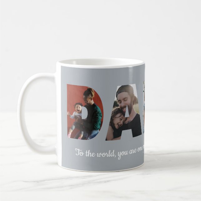 Mug Custom Daddy 5 Photo Collage GreyFête des Pères (Gauche)