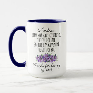 Mug Custom Daughter In Law, Merci d'aimer mon fils!