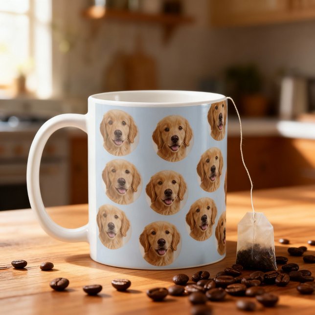 Mug Custom Dog Photo | Cute Personalized Light Blue  (Créateur téléchargé)
