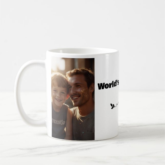 Mug Custom Elegant Modern 2 photos Meilleur papa du mo (Gauche)