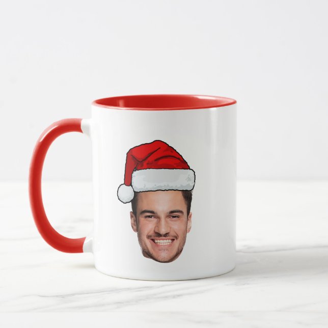 Mug Custom Face Photo Santa Hat Christmas (Gauche)