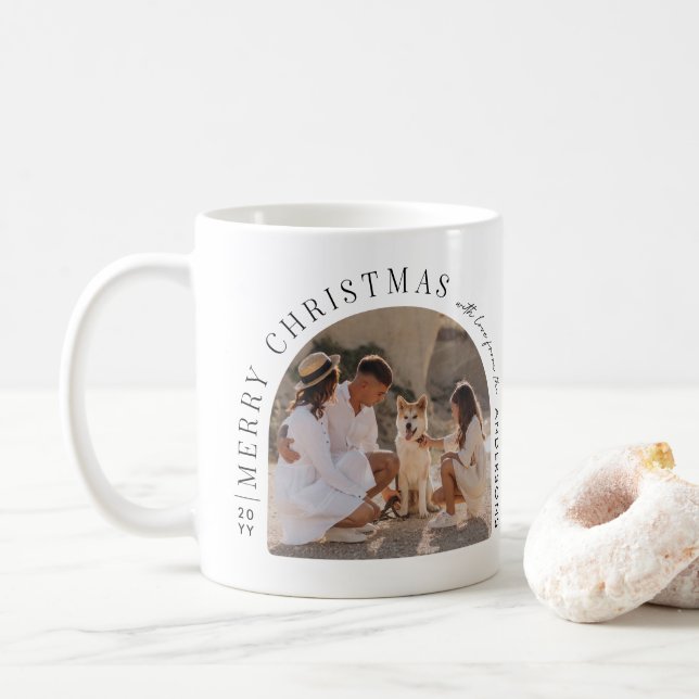 Mug Custom Family Photo Christmas Snow Globe |  (Avec donut)