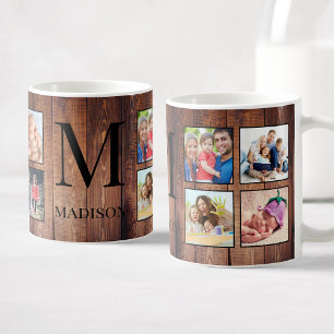 Mug Custom Family Photo Collage Reclaimed Wood