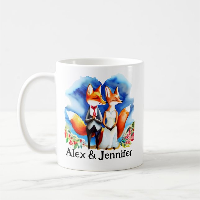 Mug Custom Fox Couple Names Personalized (Gauche)