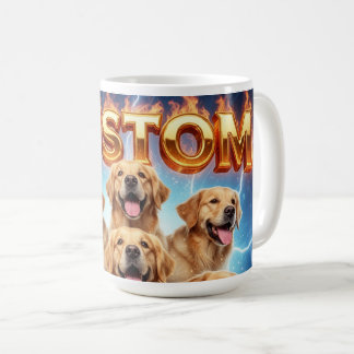 Mug Custom Golden Retrievers Cosmic Lightning Design