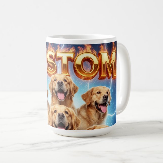 Mug Custom Golden Retrievers Cosmic Lightning Design (Devant droit)