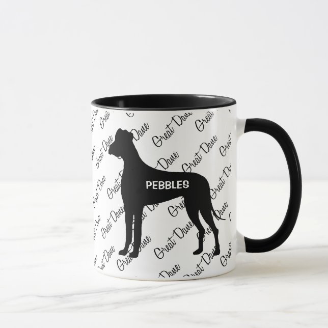 Mug CUSTOM Great Dane Dog Silhouette (Droite)