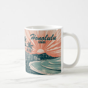 Mug Custom Hawaii Honolulu Waikiki Beach Retro Travel