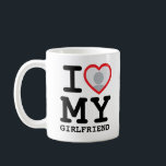 Mug Custom I love my girlfriend photo text<br><div class="desc">Create your own black and red I Love My Girlfriend custom Photo and Text mug with this modern and funny shirt template featuring a cool slab serif font and girlfriend photo into a huge red heart. Add your own photo, your name or any personalized text. The "I love My Girlfriend"...</div>