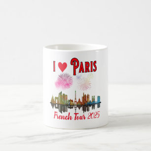 Mug Custom I Love Paris at Night Skyline Fireworks