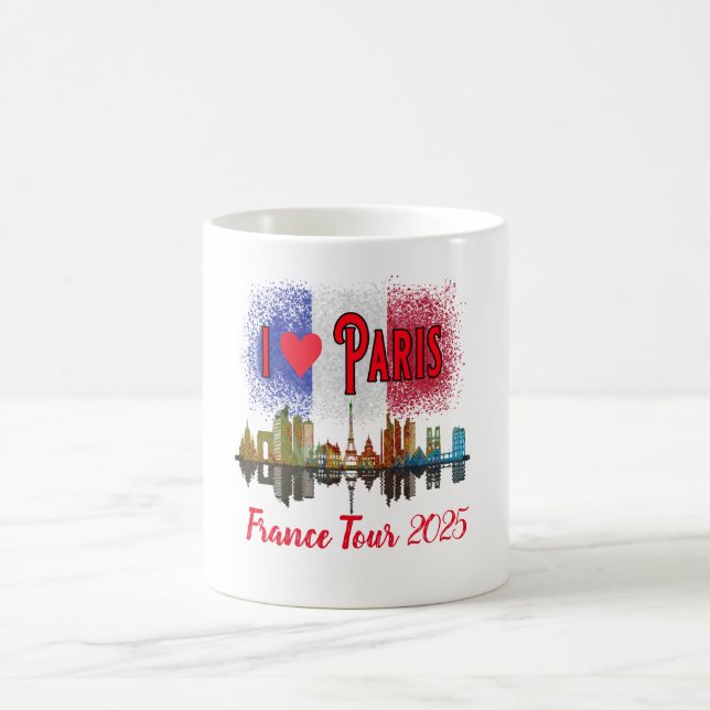 Mug Custom I Love Paris Skyline Français Drapeau Souve (Centre)