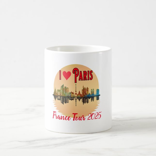 Mug Custom I Love Paris Skyline Sunset Souvenir (Centre)