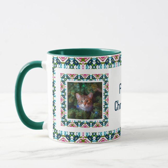 Mug Custom Jolly Furry Christmas Photo Collage Tea pou (Gauche)