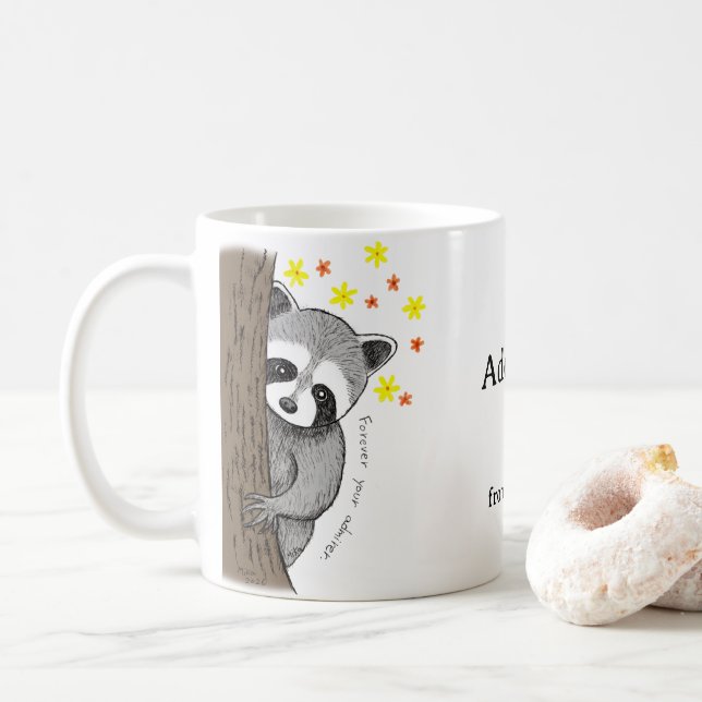 Mug Custom Love Gift I secretly admire you Raccoon  (Avec donut)