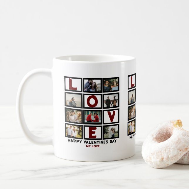 Mug Custom Love Happy Valentines Day 8 Collage photo (Avec donut)