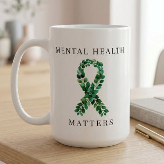 Mug Custom Mental Health Matters Green Ribbon 