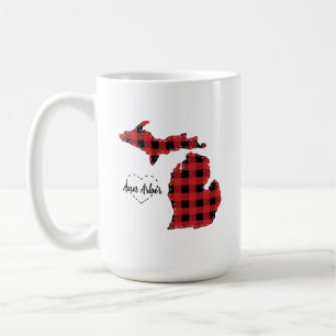 Mug Custom Michigan Accueil État Buffalo Plaid Noël