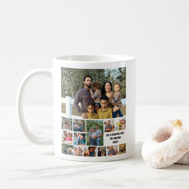 Mug Custom Modern Family 14 Photo Collage Modèle (Avec donut)
