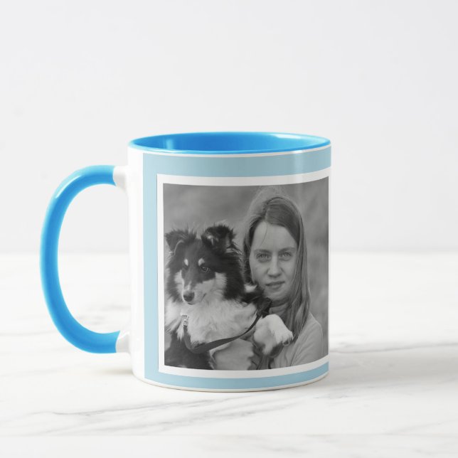 Mug Custom Modern light bleu 2 photo collage (Gauche)