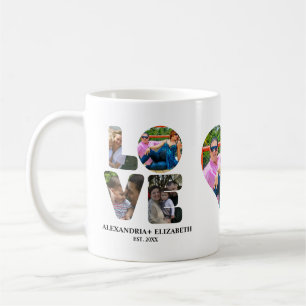 Mug Custom modern love 4 photo collage pour couples