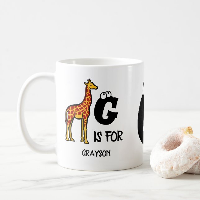 Mug Custom monogram G is for Giraffe cute giraffes (Avec donut)
