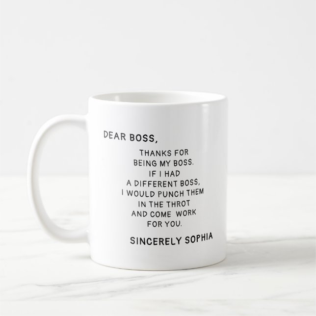 Mug Custom Name Gift for Best Boss Friend Funny Boss  (Gauche)