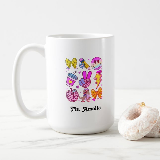 Mug Custom Name Mug, Custom Teacher Mug,Back to school (Avec donut)