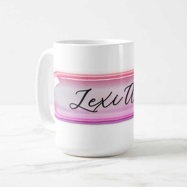 Mug Custom Name Pink Glass Effect | Personalized (Devant gauche)