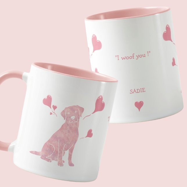 Mug Custom Pastel Pink Labrador Retriever Valentine (Créateur téléchargé)