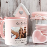 Mug Custom photo best friends forever blush pink<br><div class="desc">A chic blush pink gradient background. Personalize and add your own photo, selfie of your best friend(s) your names and place of event. The text: Best Friends Forever is written with a modern hand lettered style script. Black text. Perfect as a gift for yourself or as a birthday or Christmas...</div>