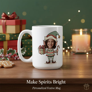 Mug Custom Photo Face Christmas Elf