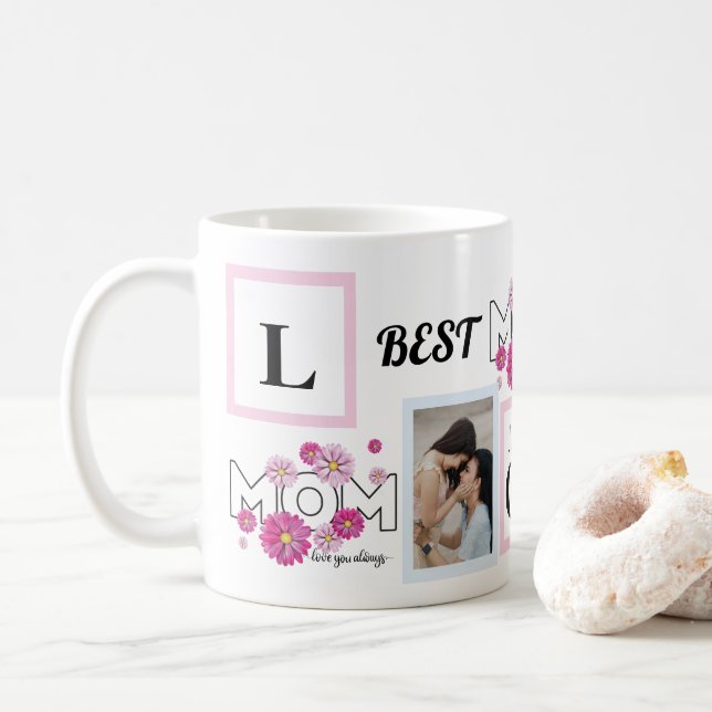 Mug Custom Playful Happy Family Photo Collage  (Avec donut)