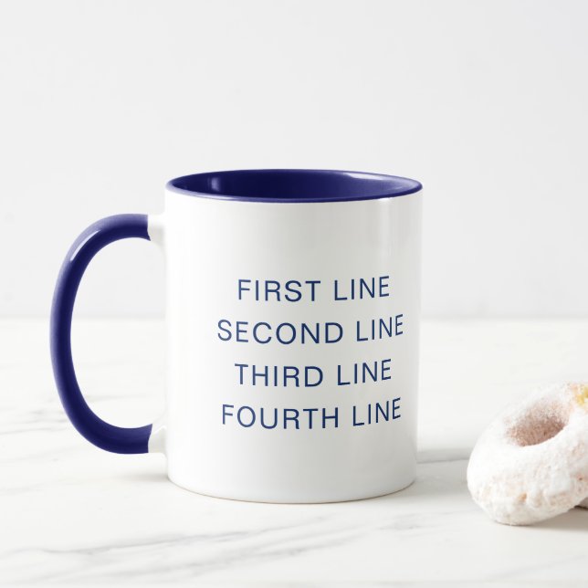 Mug Custom Text Personalized Navy 11 oz Combo (Avec donut)