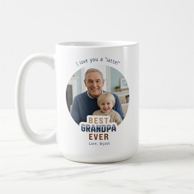 Mug Custom Text Photo Best Grandpa Ever (Gauche)