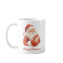 Custom Text Watercolor Santa Claus With Gift