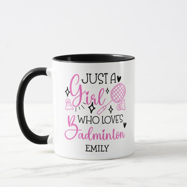 Mug Custom This Girl Loves Badminton Girly Pink (Gauche)