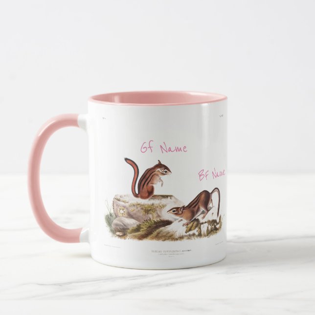 Mug Custom Valentine's Squirrel Couple nom (Gauche)